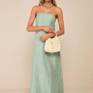 Lulu's Strapless Mint Maxi Dress